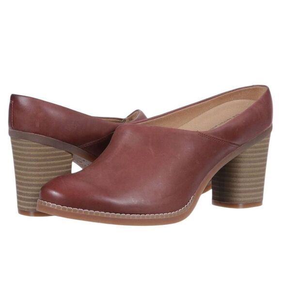 Softwalk Keya Womens 3" Heeled Leather Mule in Cinnamon Brown Size 11 Wide - Picture 1 of 9